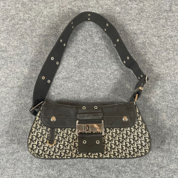 VTG Christian Dior Street Chic Columbus Trotter Black Baguette Bag Monogram - Picture 1 of 16